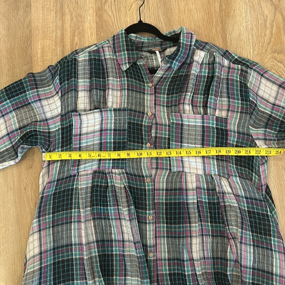 Free People Cabincore Womens The Voyage shirt dress in twilight combo size S - Picture 8 of 11